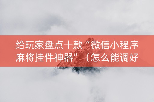 给玩家盘点十款“微信小程序麻将挂件神器”（怎么能调好牌)