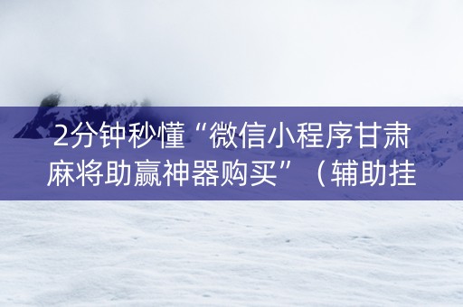 2分钟秒懂“微信小程序甘肃麻将助赢神器购买”（辅助挂发牌规律)