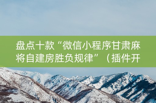 盘点十款“微信小程序甘肃麻将自建房胜负规律”（插件开挂免费AI)