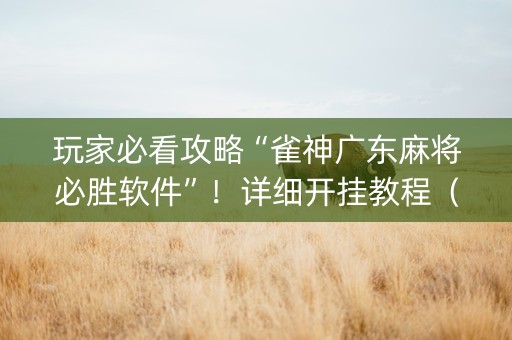 玩家必看攻略“雀神广东麻将必胜软件”！详细开挂教程（确实真的有挂)-知乎