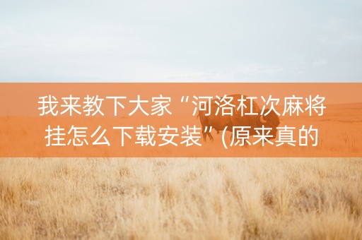 我来教下大家“河洛杠次麻将挂怎么下载安装”(原来真的有挂)-知乎