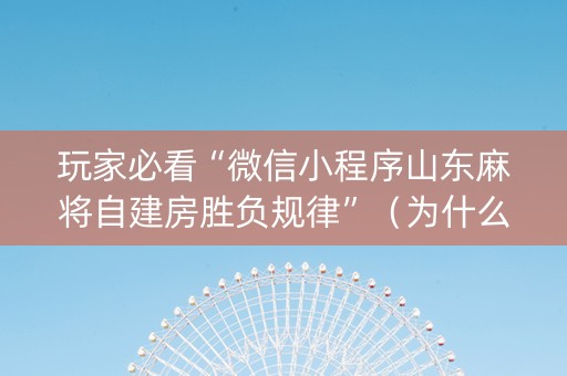 玩家必看“微信小程序山东麻将自建房胜负规律”（为什么有人一直赢)