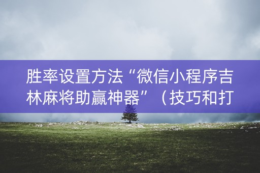 胜率设置方法“微信小程序吉林麻将助赢神器”（技巧和打好牌方法)