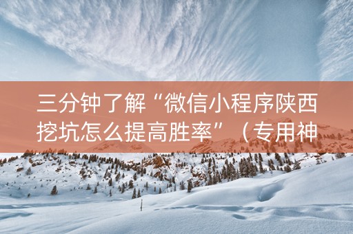 三分钟了解“微信小程序陕西挖坑怎么提高胜率”（专用神器下载)