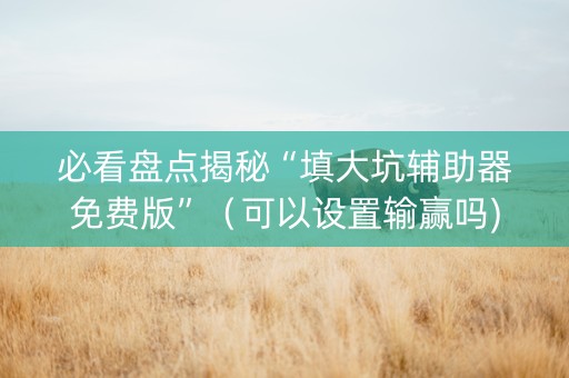 必看盘点揭秘“填大坑辅助器免费版”（可以设置输赢吗)
