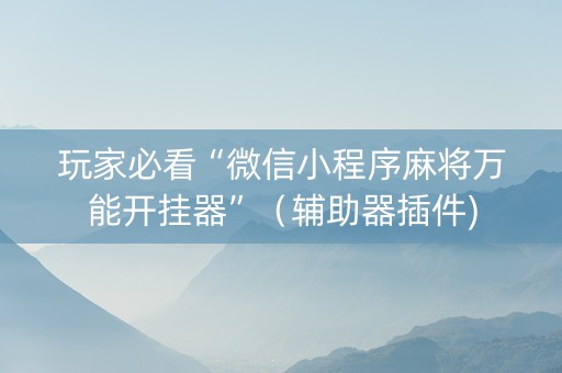 玩家必看“微信小程序麻将万能开挂器”（辅助器插件)