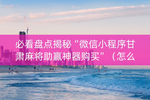 必看盘点揭秘“微信小程序甘肃麻将助赢神器购买”（怎么能让牌好一点)