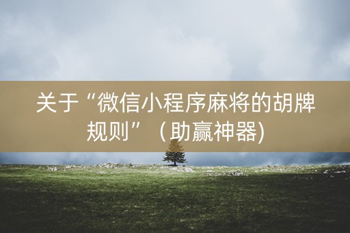 关于“微信小程序麻将的胡牌规则”（助赢神器)