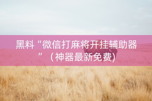 黑料“微信打麻将开挂辅助器”（神器最新免费)