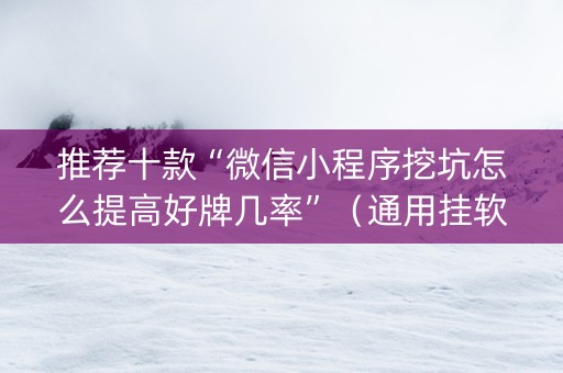 推荐十款“微信小程序挖坑怎么提高好牌几率”（通用挂软件多少钱)