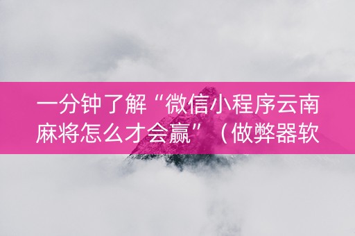 一分钟了解“微信小程序云南麻将怎么才会赢”（做弊器软件下载)