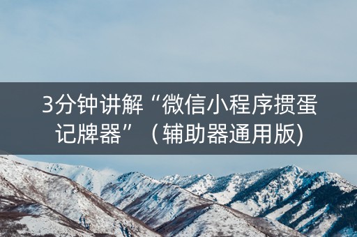 3分钟讲解“微信小程序掼蛋记牌器”（辅助器通用版)