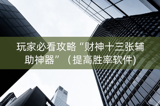 玩家必看攻略“财神十三张辅助神器”（提高胜率软件)