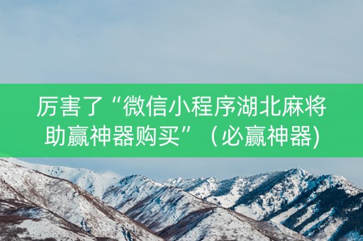厉害了“微信小程序湖北麻将助赢神器购买”（必赢神器)