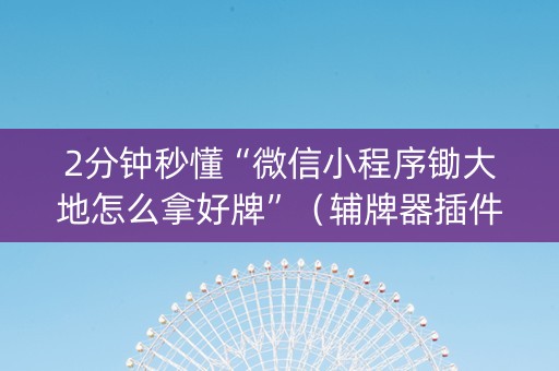 2分钟秒懂“微信小程序锄大地怎么拿好牌”（辅牌器插件购买)