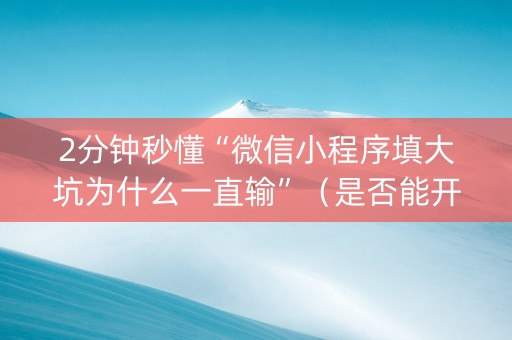 2分钟秒懂“微信小程序填大坑为什么一直输”（是否能开挂)