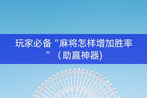 玩家必备“麻将怎样增加胜率”（助赢神器)
