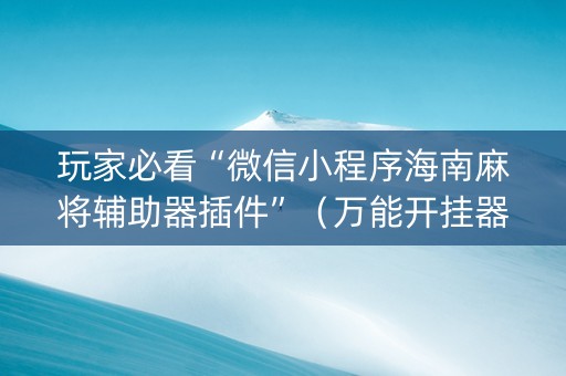 玩家必看“微信小程序海南麻将辅助器插件”（万能开挂器)