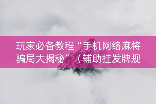 玩家必备教程“手机网络麻将骗局大揭秘”（辅助挂发牌规律)