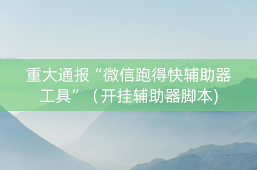 重大通报“微信跑得快辅助器工具”（开挂辅助器脚本)