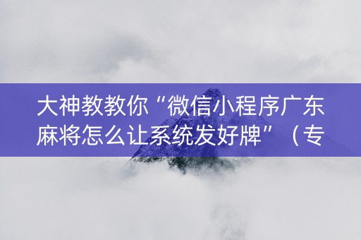 大神教教你“微信小程序广东麻将怎么让系统发好牌”（专用神器)