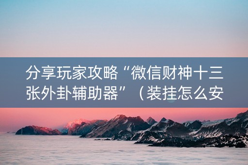 分享玩家攻略“微信财神十三张外卦辅助器”（装挂怎么安装)