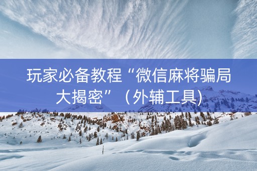 玩家必备教程“微信麻将骗局大揭密”（外辅工具)