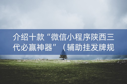 介绍十款“微信小程序陕西三代必赢神器”（辅助挂发牌规律)