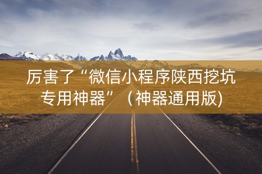 厉害了“微信小程序陕西挖坑专用神器”（神器通用版)