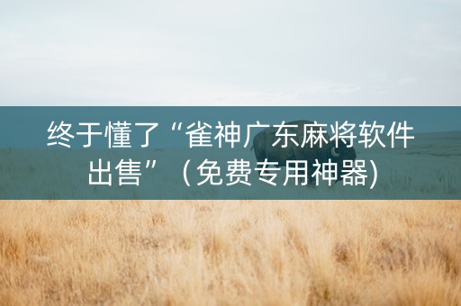 终于懂了“雀神广东麻将软件出售”（免费专用神器)
