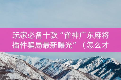 玩家必备十款“雀神广东麻将插件骗局最新曝光”（怎么才会赢)