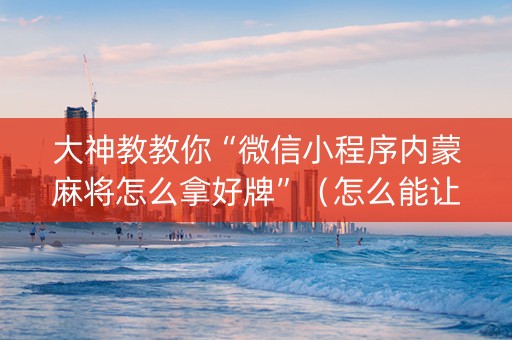 大神教教你“微信小程序内蒙麻将怎么拿好牌”（怎么能让牌好一点)