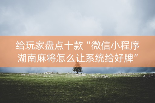 给玩家盘点十款“微信小程序湖南麻将怎么让系统给好牌”（助攻神器)