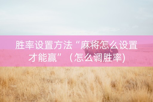 胜率设置方法“麻将怎么设置才能赢”（怎么调胜率)