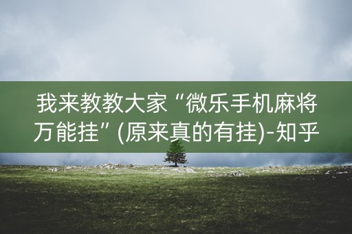我来教教大家“微乐手机麻将万能挂”(原来真的有挂)-知乎