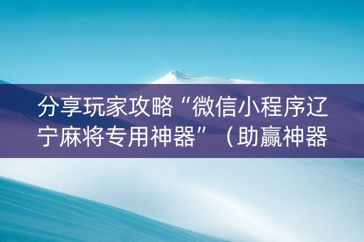 分享玩家攻略“微信小程序辽宁麻将专用神器”（助赢神器)