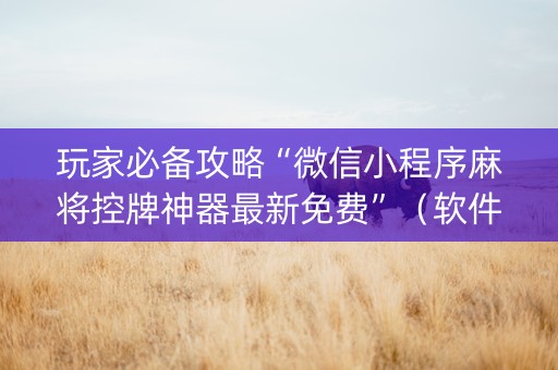 玩家必备攻略“微信小程序麻将控牌神器最新免费”（软件出售)
