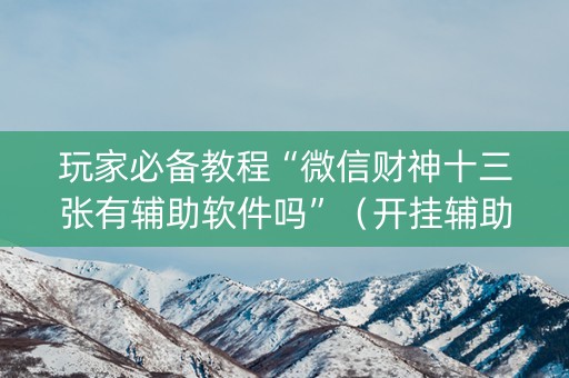 玩家必备教程“微信财神十三张有辅助软件吗”（开挂辅助脚本)