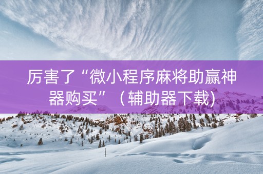 厉害了“微小程序麻将助赢神器购买”（辅助器下载)