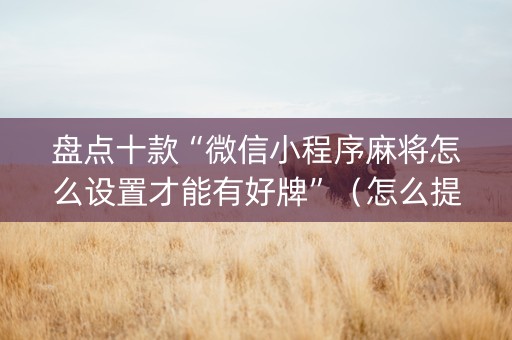 盘点十款“微信小程序麻将怎么设置才能有好牌”（怎么提高胜率)