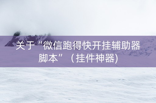 关于“微信跑得快开挂辅助器脚本”（挂件神器)