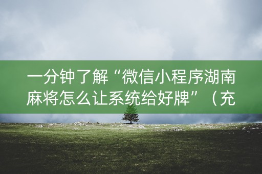 一分钟了解“微信小程序湖南麻将怎么让系统给好牌”（充值会提高胜率么)