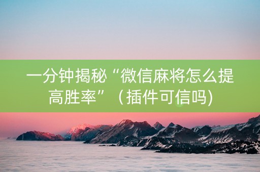 一分钟揭秘“微信麻将怎么提高胜率”（插件可信吗)