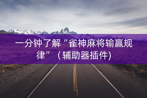 一分钟了解“雀神麻将输赢规律”（辅助器插件)