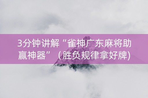 3分钟讲解“雀神广东麻将助赢神器”（胜负规律拿好牌)