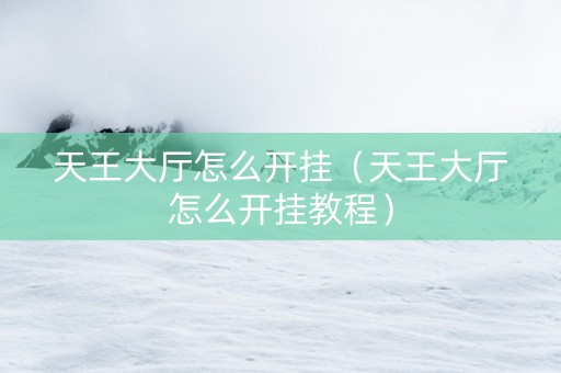 天王大厅怎么开挂（天王大厅怎么开挂教程）