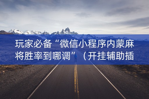 玩家必备“微信小程序内蒙麻将胜率到哪调”（开挂辅助插件)