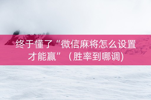 终于懂了“微信麻将怎么设置才能赢”（胜率到哪调)