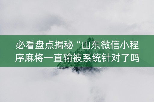 必看盘点揭秘“山东微信小程序麻将一直输被系统针对了吗”（外辅工具)
