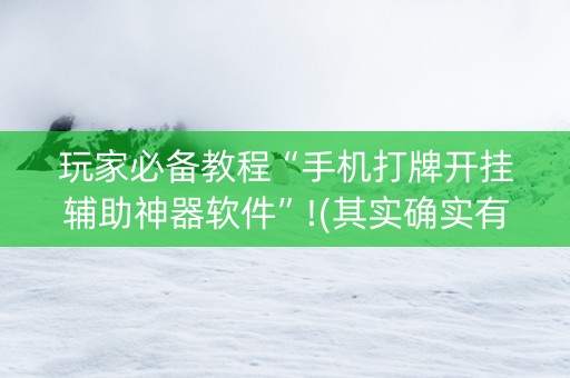 玩家必备教程“手机打牌开挂辅助神器软件”!(其实确实有挂)-知乎